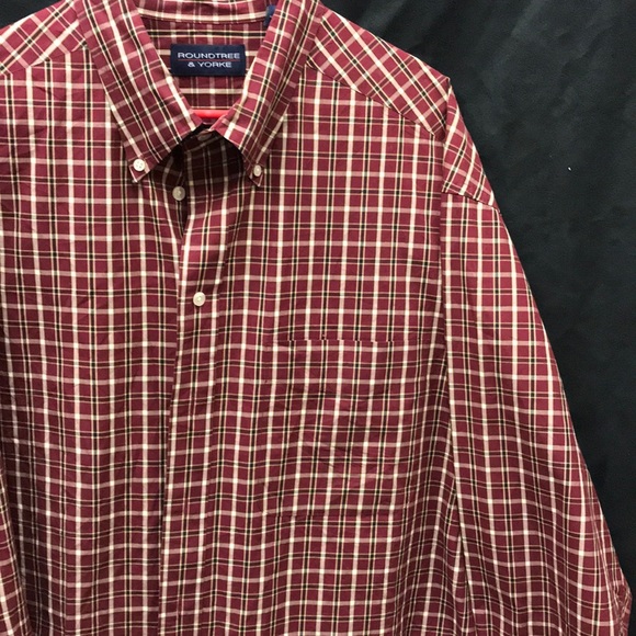 Men’s long sleeve red plaid dress shirt 2XLT - Picture 2 of 3